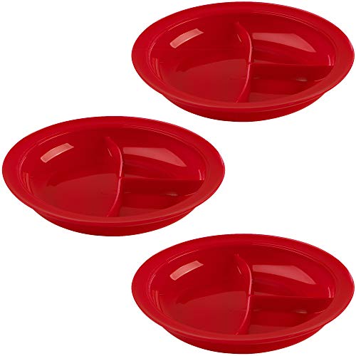 Providence Spillproof Partitioned Plate 9 Red 3Pack